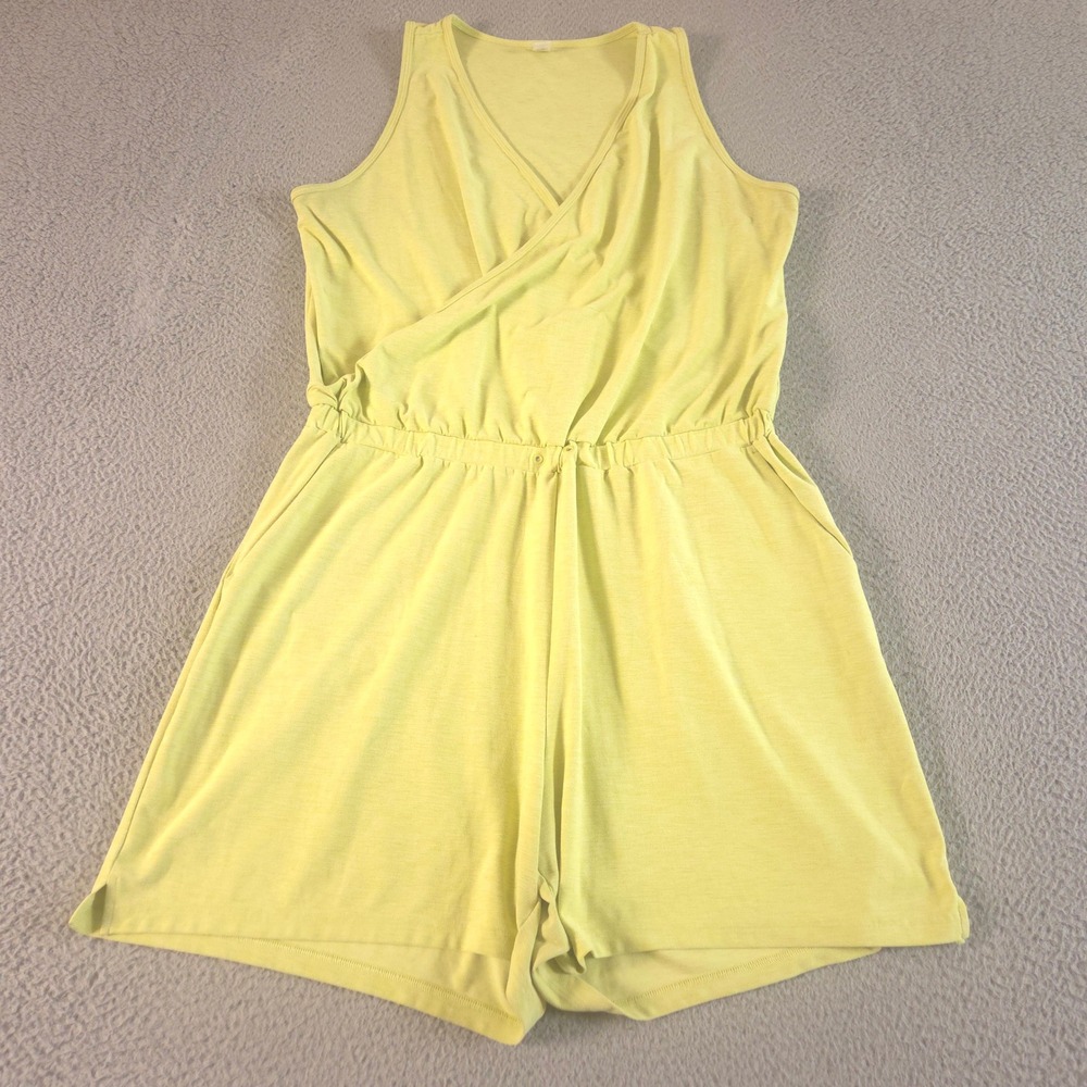 Old Navy Romper Womens XL Tall Citrine Breathe ON Cross-Front V-Neck Heathered